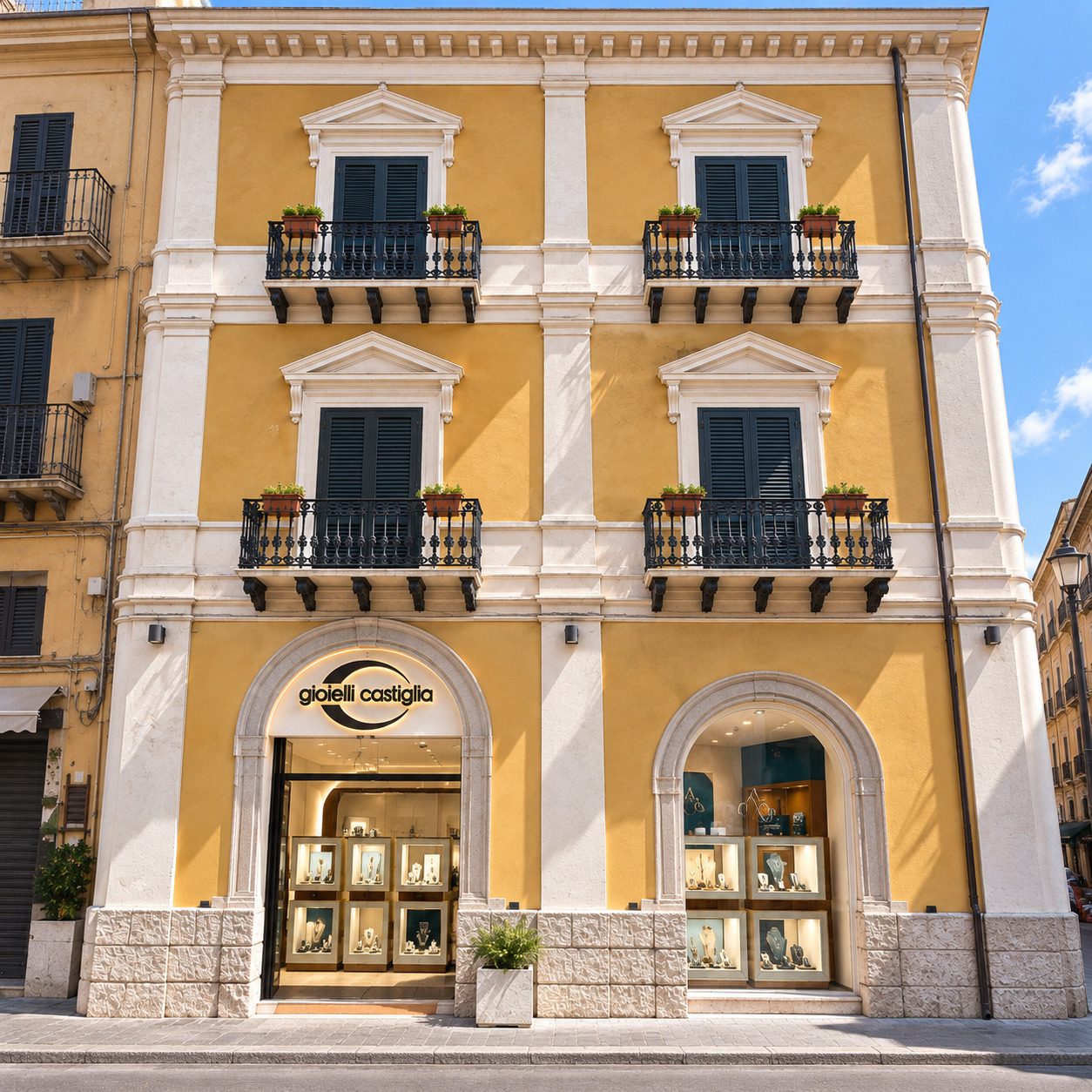 Palazzo Castiglia in Corso Vittorio Emanuele a Gela, sede della gioielleria